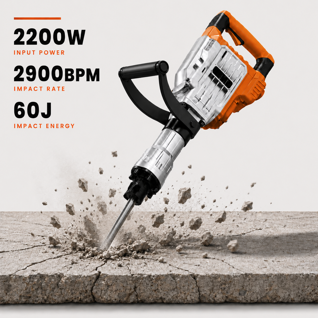 FITO TerraBreaker jackhammer breaking through a concrete slab