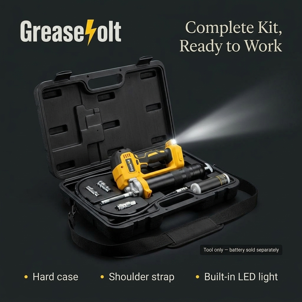 Complete kit: hard case, shoulder strap, LED light